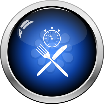 Fast Lunch Icon. Glossy Button Design. Vector Illustration.
