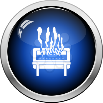 Chafing Dish Icon. Glossy Button Design. Vector Illustration.