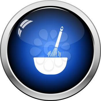 Corolla Mixing In Bowl Icon. Glossy Button Design. Vector Illustration.