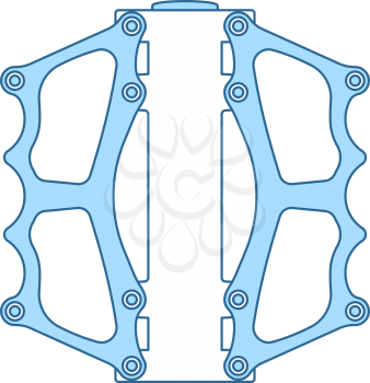 Bike Pedal Icon. Thin Line With Blue Fill Design. Vector Illustration.