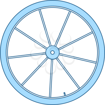 Bike Wheel Icon. Thin Line With Blue Fill Design. Vector Illustration.