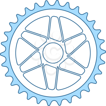 Bike Gear Star Icon. Thin Line With Blue Fill Design. Vector Illustration.