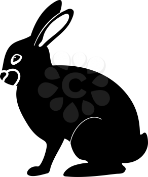 Easter Rabbit Icon. Black Stencil Design. Vector Illustration.