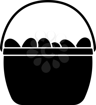 Easter Basket With Eggs Icon. Black Stencil Design. Vector Illustration.