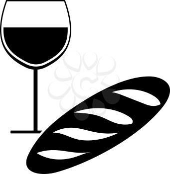 Easter Wine And Bread Icon. Black Stencil Design. Vector Illustration.