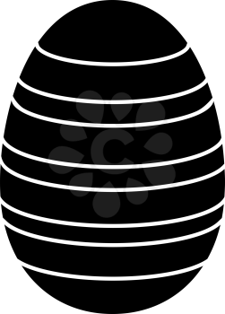 Easter Egg With Ornate Icon. Black Stencil Design. Vector Illustration.
