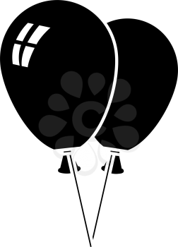 Two Balloons Icon. Black Stencil Design. Vector Illustration.