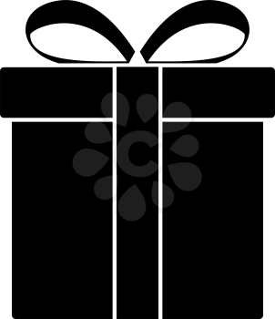 Gift Box Icon. Black Stencil Design. Vector Illustration.