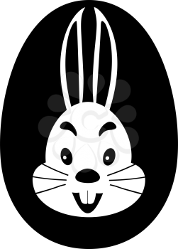 Easter Egg With Rabbit Icon. Black Stencil Design. Vector Illustration.