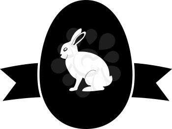 Easter Egg With Ribbon Icon. Black Stencil Design. Vector Illustration.