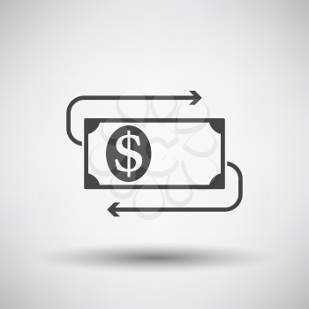 Cash Back Dollar Banknote Icon. Dark Gray on Gray Background With Round Shadow. Vector Illustration.