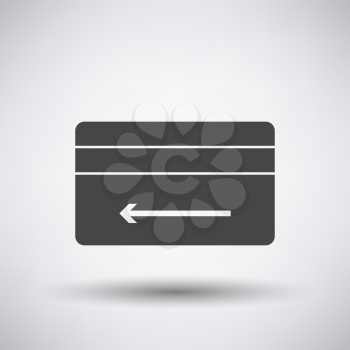 Cash Back Credit Card Icon. Dark Gray on Gray Background With Round Shadow. Vector Illustration.