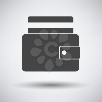 Credit Card Get Out From Purse Icon. Dark Gray on Gray Background With Round Shadow. Vector Illustration.