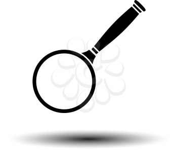 Magnifier Icon. Black on White Background With Shadow. Vector Illustration.