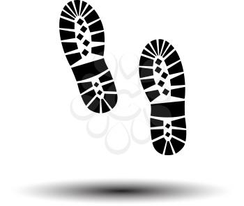 Boot Print Icon. Black on White Background With Shadow. Vector Illustration.