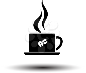 Smoking Cofee Cup Icon. Black on White Background With Shadow. Vector Illustration.
