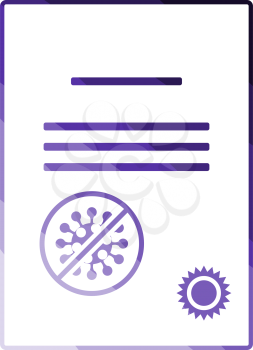 No Coronavirus Certificate Icon. Flat Color Ladder Design. Vector Illustration.