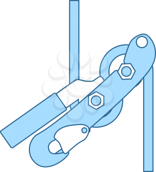 Alpinist Rope Ascender Icon. Thin Line With Blue Fill Design. Vector Illustration.