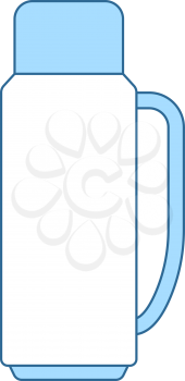 Alpinist Vacuum Flask Icon. Thin Line With Blue Fill Design. Vector Illustration.