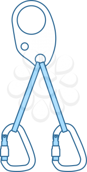 Alpinist Self Rescue System Icon. Thin Line With Blue Fill Design. Vector Illustration.