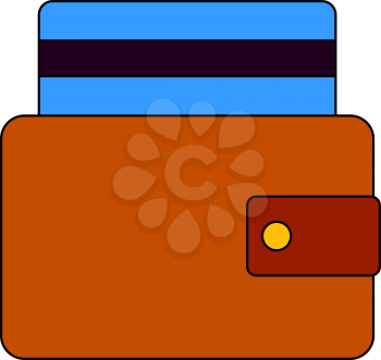 Credit Card Get Out From Purse Icon. Editable Outline With Color Fill Design. Vector Illustration.
