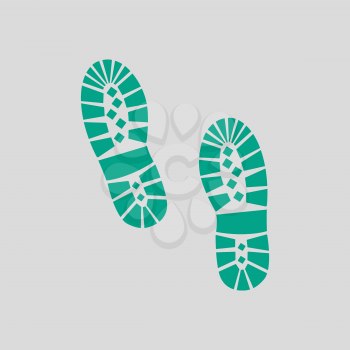Boot Print Icon. Green on Gray Background. Vector Illustration.
