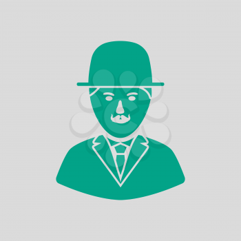 Detective Icon. Green on Gray Background. Vector Illustration.