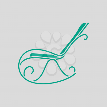 Rocking Chair Icon. Green on Gray Background. Vector Illustration.