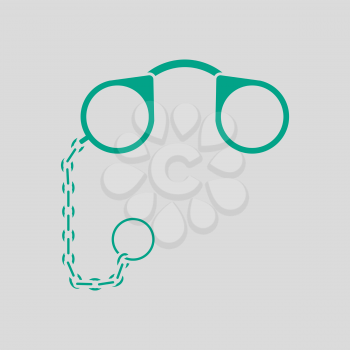 Pince-Nez Icon. Green on Gray Background. Vector Illustration.