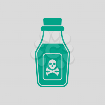 Poison Bottle Icon. Green on Gray Background. Vector Illustration.