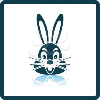 Easter Rabbit Icon. Square Shadow Reflection Design. Vector Illustration.