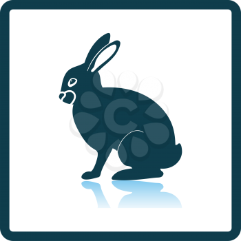 Easter Rabbit Icon. Square Shadow Reflection Design. Vector Illustration.