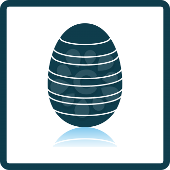 Easter Egg With Ornate Icon. Square Shadow Reflection Design. Vector Illustration.