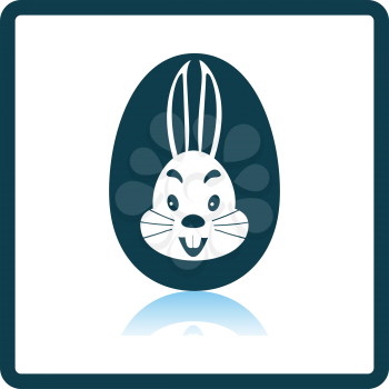 Easter Egg With Rabbit Icon. Square Shadow Reflection Design. Vector Illustration.