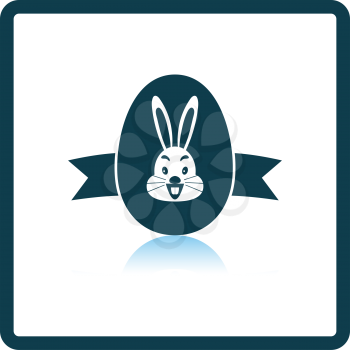 Easter Egg With Ribbon Icon. Square Shadow Reflection Design. Vector Illustration.