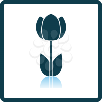 Spring Flower Icon. Square Shadow Reflection Design. Vector Illustration.
