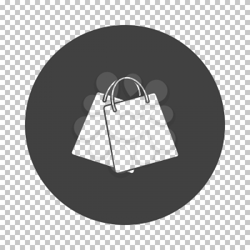 Two Shopping Bags Icon. Subtract Stencil Design on Tranparency Grid. Vector Illustration.