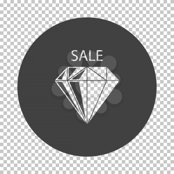 Dimond With Sale Sign Icon. Subtract Stencil Design on Tranparency Grid. Vector Illustration.