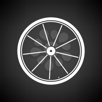 Bike Wheel Icon. White on Black Background. Vector Illustration.