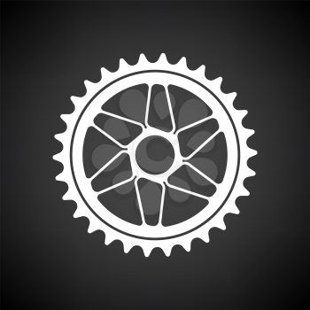Bike Gear Star Icon. White on Black Background. Vector Illustration.