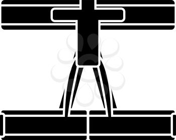 Alpinist Belay Belt Icon. Black Stencil Design. Vector Illustration.