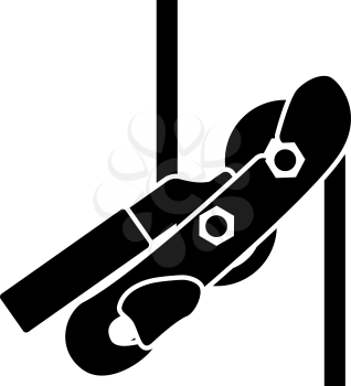Alpinist Rope Ascender Icon. Black Stencil Design. Vector Illustration.