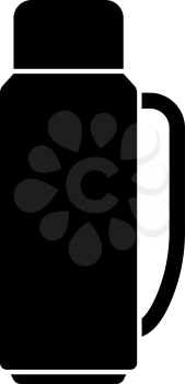 Alpinist Vacuum Flask Icon. Black Stencil Design. Vector Illustration.