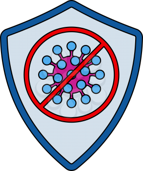 Shield From Coronavirus Icon. Editable Outline With Color Fill Design. Vector Illustration.
