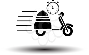 Restaurant Scooter Delivery Icon. Black on White Background With Shadow. Vector Illustration.