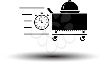 Fast Room Service Icon. Black on White Background With Shadow. Vector Illustration.