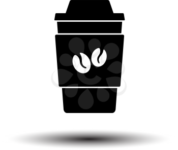 Outdoor Paper Cofee Cup Icon. Black on White Background With Shadow. Vector Illustration.