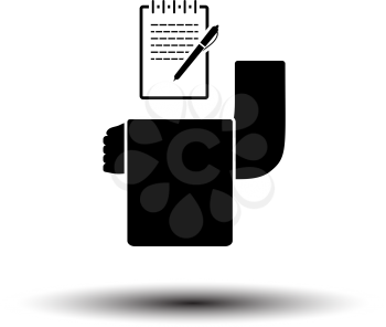 Waiter Take Oder Icon. Black on White Background With Shadow. Vector Illustration.