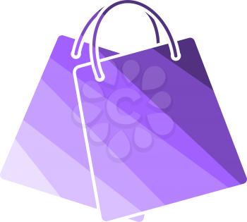 Two Shopping Bags Icon. Flat Color Ladder Design. Vector Illustration.