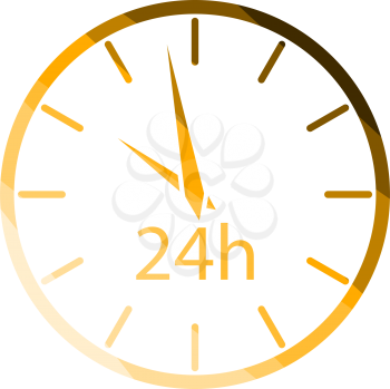 24 Hours Clock Icon. Flat Color Ladder Design. Vector Illustration.
